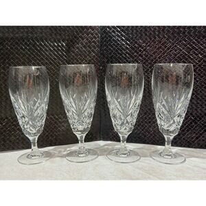 Waterford Crystal Merano Footed Iced Tea Glasses Set of 4 Clear Cut Glass
